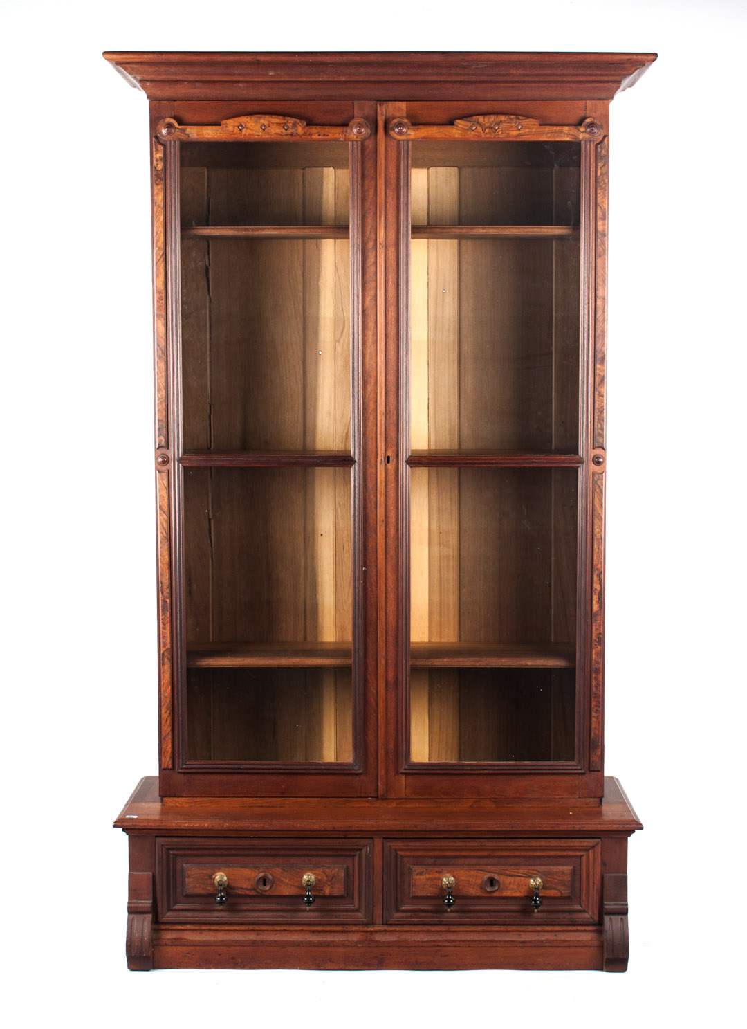 Appraisal: American Renaissance Revival bookcase circa molded cornice with double glazed