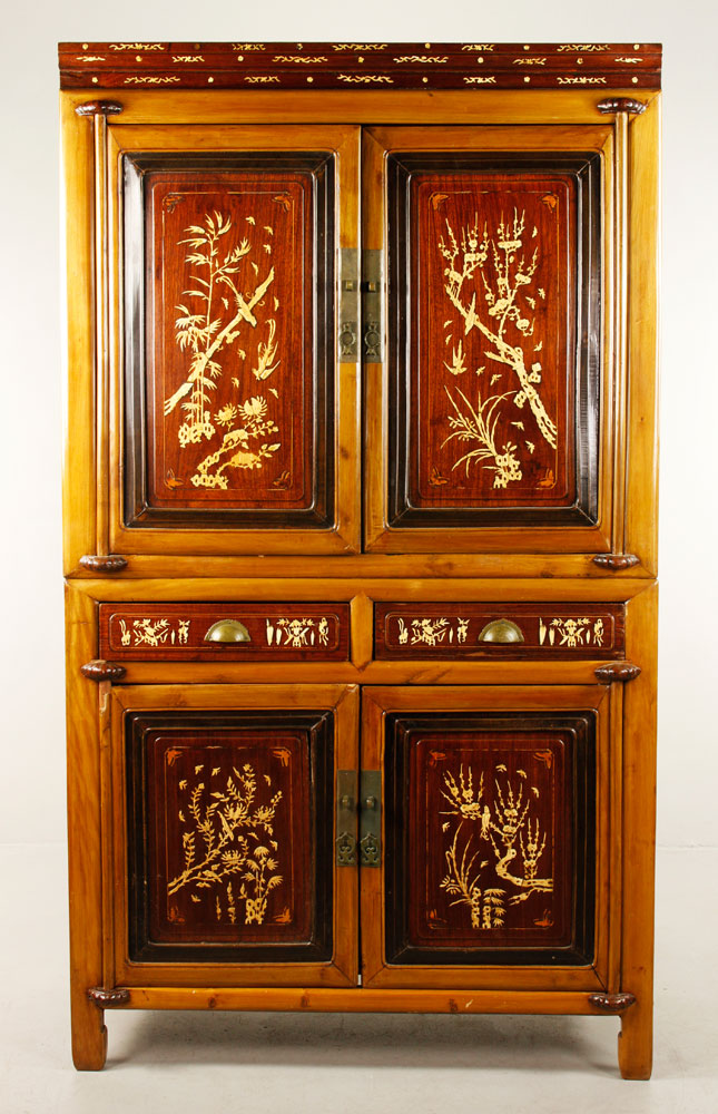 Appraisal: - th C Chinese Inlaid Cabinet th century Chinese inlaid