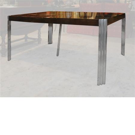 Appraisal: Art Deco Style Mahogany and Chrome Plated Extending Dining Table