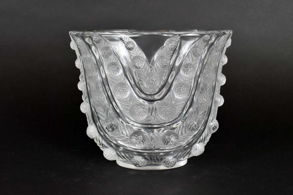 Appraisal: LALIQUE COLORLESS GLASS OVAL VASEEtched Lalique Cristal France signature Both