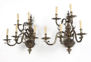 Appraisal: A pair of Continental bronze wall lights th century each