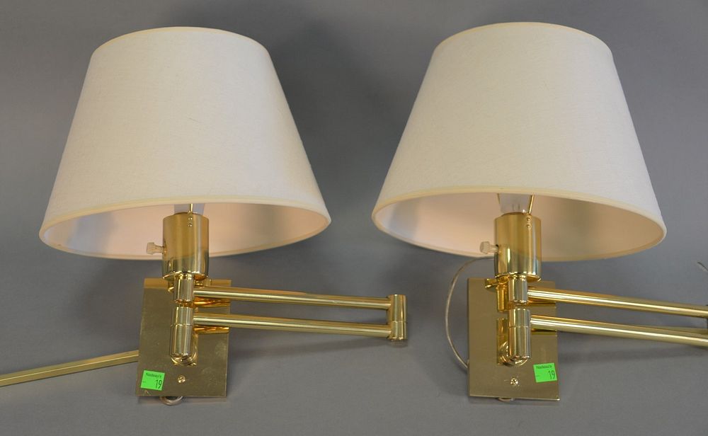 Appraisal: Pair of Hansen brass reticulated wall mount lamps with all