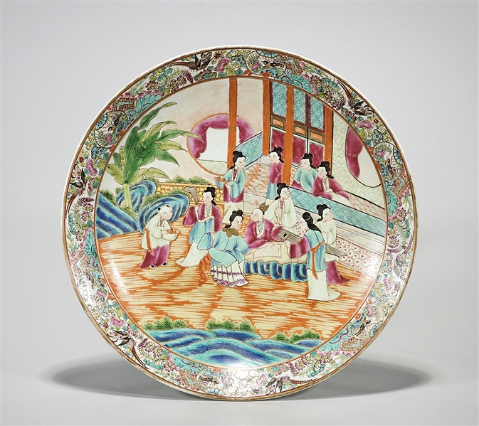 Appraisal: Chinese enameled porcelain charger depicting a group of figures D