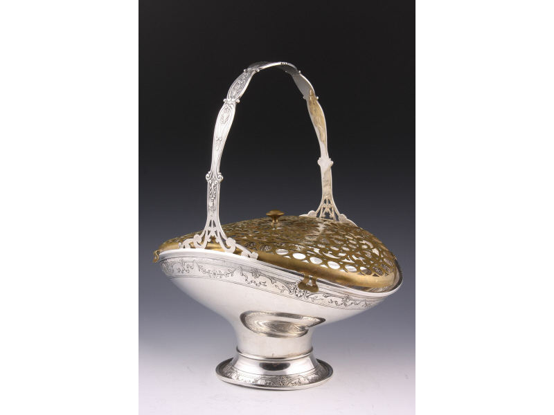 Appraisal: Whiting Sterling Silver Flower Basket oval form basket with applied