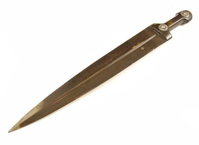 Appraisal: A Caucasian kindjal with a double edged fullered blade with