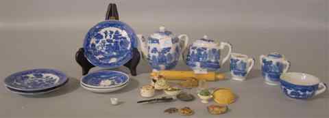 Appraisal: CHINESE BLUE AND WHITE MINIATURE TEA SERVICE the teapot coffee