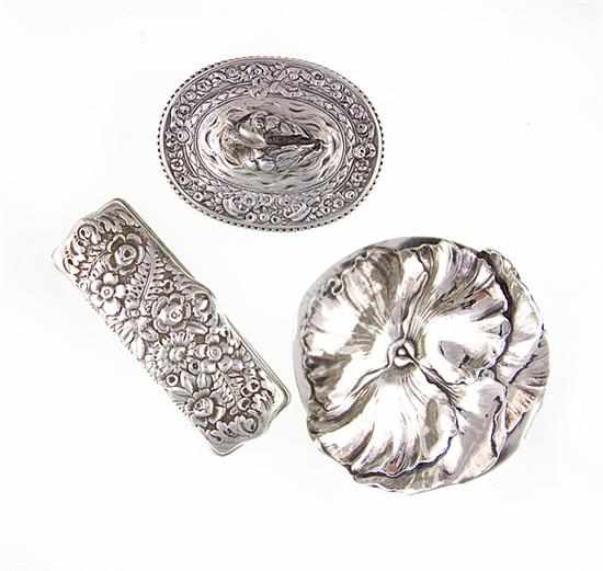 Appraisal: Tiffany Co sterling box and box and clip repousse-decorated Tiffany