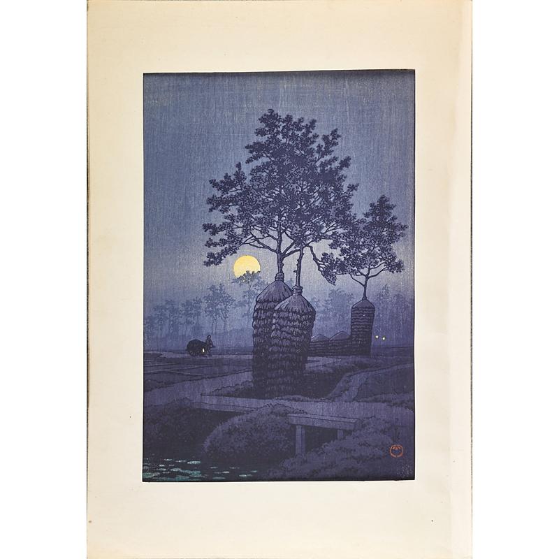 Appraisal: KAWASE HASUI Japanese - Woodblock print Full Moon at Gamo