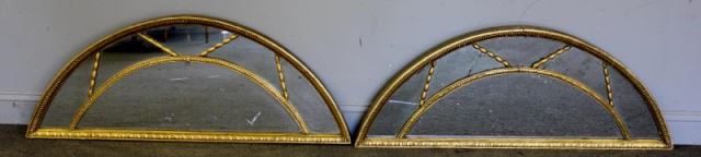 Appraisal: Unusual Pair of Antique Over Door Mirrors Architectural Georgian arch