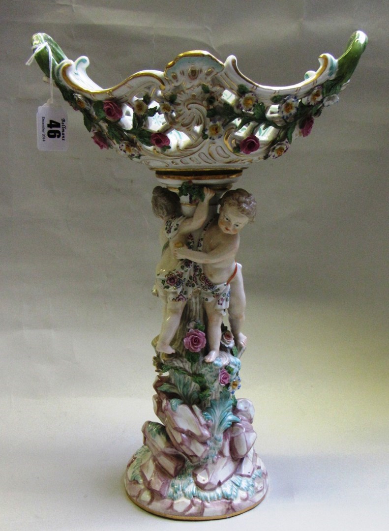 Appraisal: A Meissen porcelain centrepiece late th century modelled a two