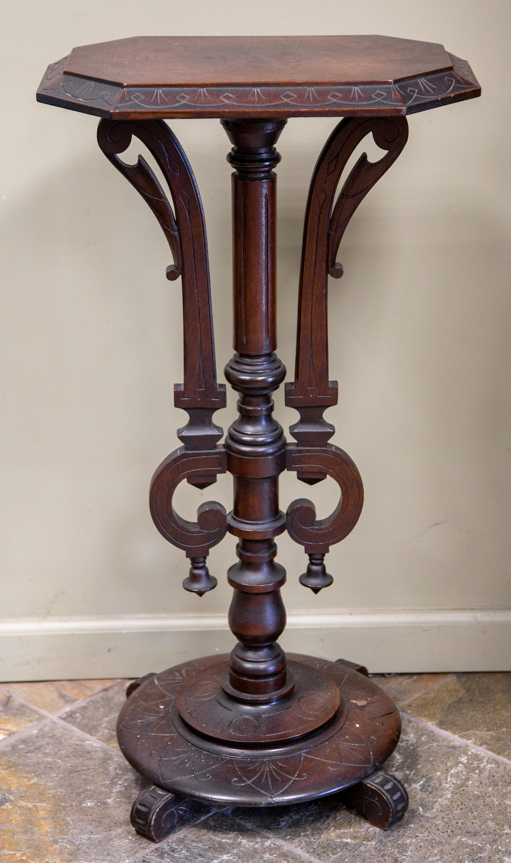 Appraisal: AESTHETIC MAHOGANY PEDESTAL circa H in Max W in