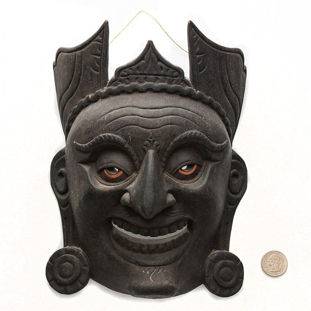 Appraisal: BALINESE ALLEGORICAL BARONG BHOMA TRIBAL WALL MASK Hand made decorated