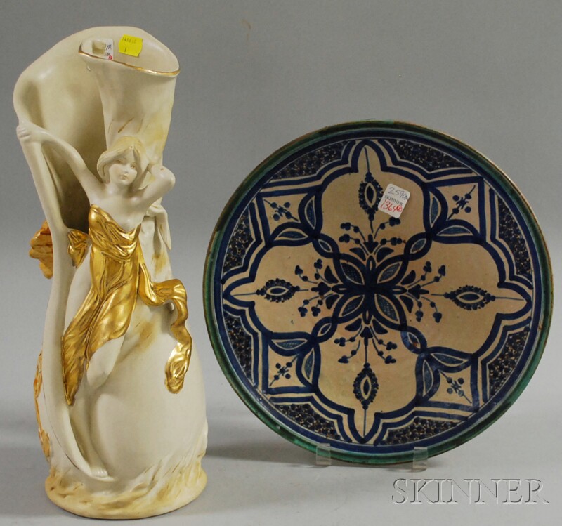 Appraisal: Royal Dux Art Nouveau-style Maiden and Lily Blossom Figural Vase