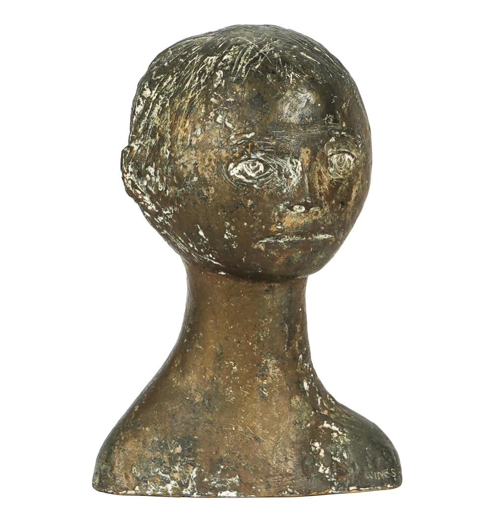 Appraisal: JAMES N WINES B HEAD bronze signed and dated Provenance