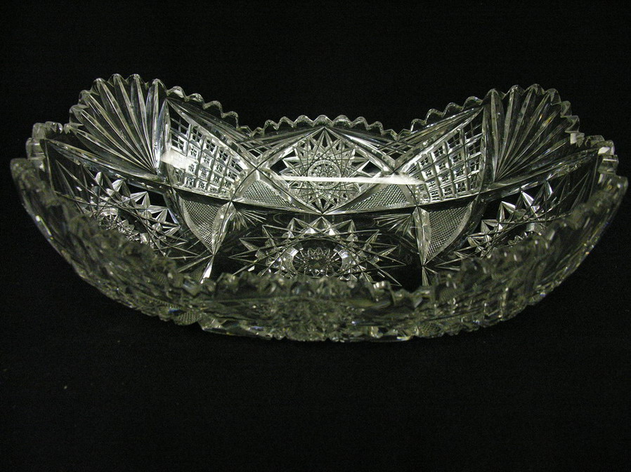 Appraisal: ABP CUT GLASS BOWL LIBBY Signed Libby with sword -