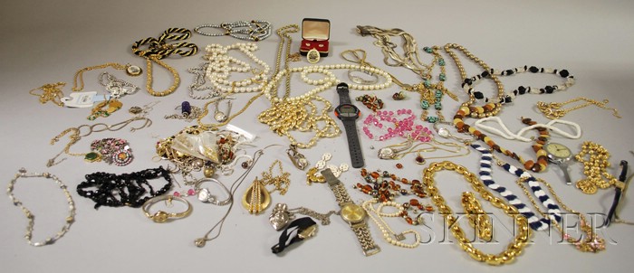 Appraisal: Large Group of Costume Jewelry including a scrimshaw pendant and