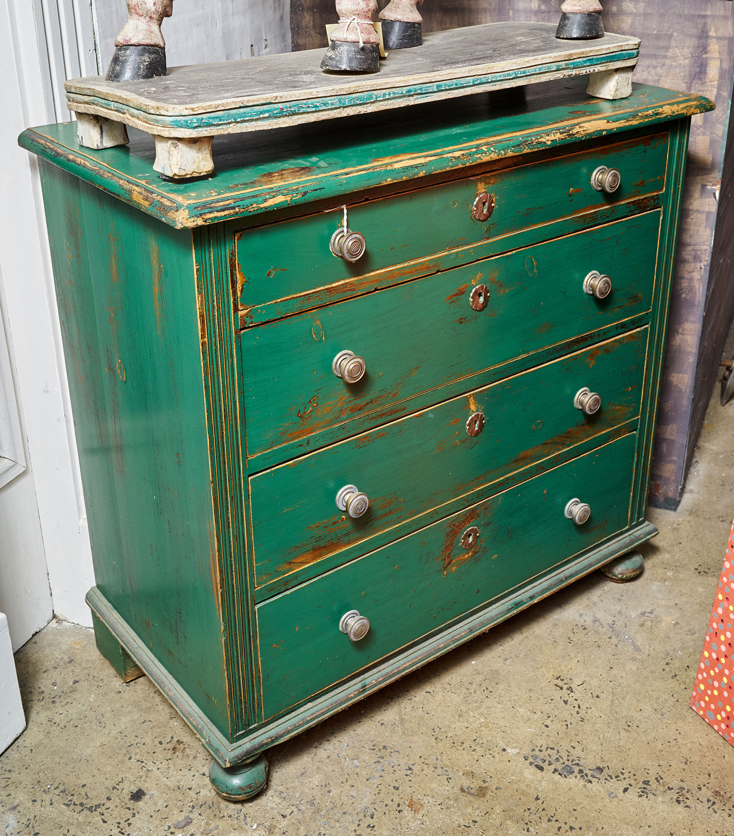 Appraisal: A th CENTURY SCANDINAVIAN CHEST OF DRAWERS Baltic pine distressed