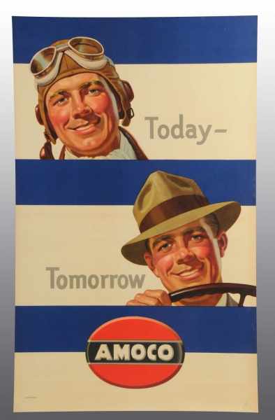 Appraisal: Amoco Today-Tomorrow Poster Description s Entitled Today-Tomorrow Powerful graphics Condition