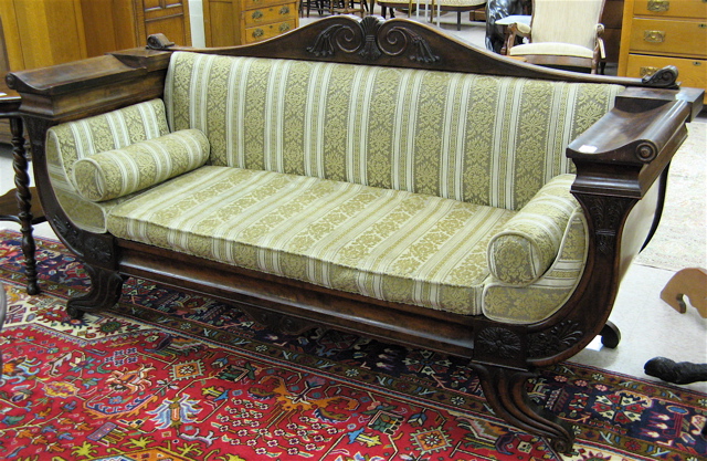 Appraisal: EMPIRE MAHOGANY SCROLL-ARM SOFA American second quarter of the th