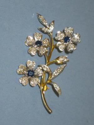 Appraisal: A SAPPHIRE AND DIAMOND BROOCH modelled as an ct gold