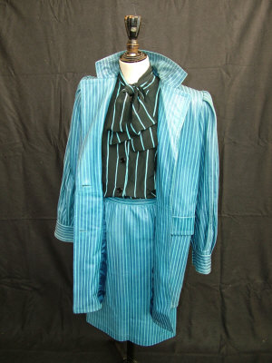 Appraisal: A blue stripped leather ladies suit by Givenchy comprising of