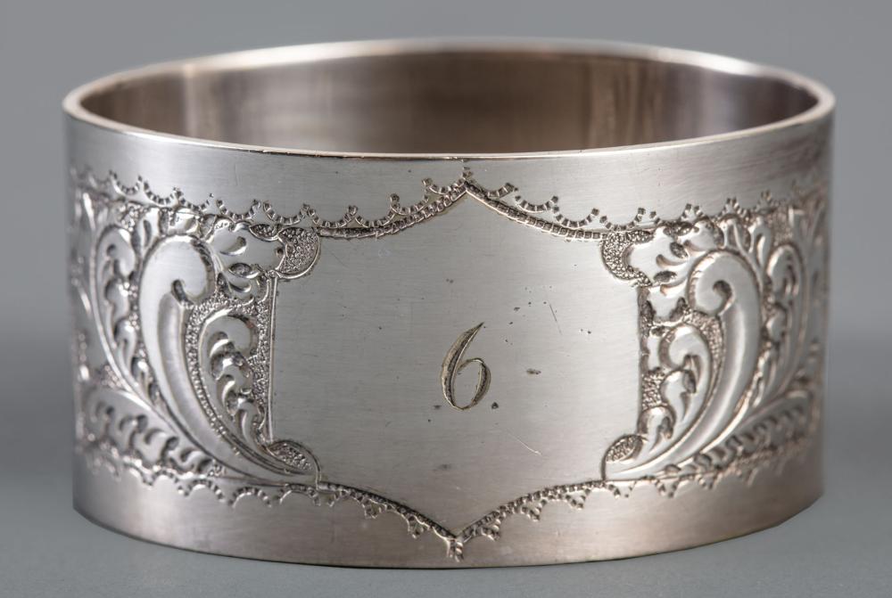 Appraisal: Good Set of Six Antique English Silverplate Napkin Rings in