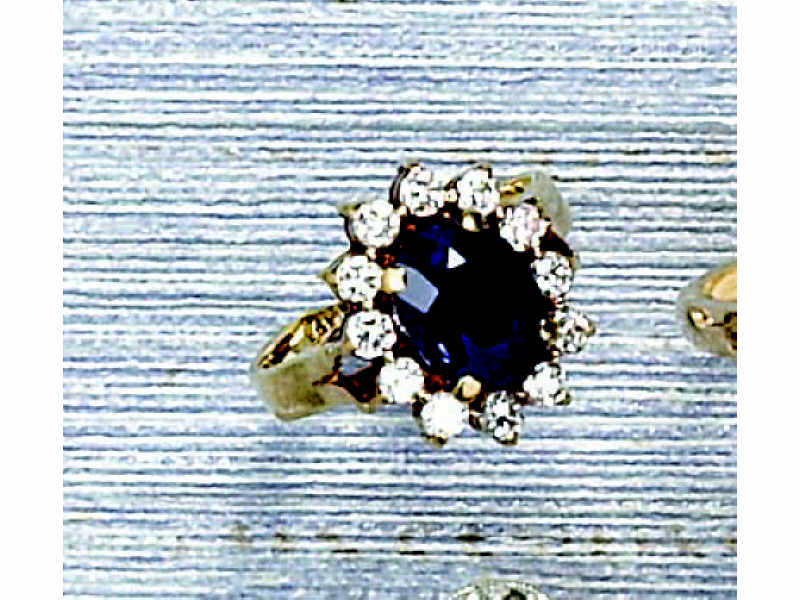 Appraisal: SAPPHIRE AND DIAMOND RING k gold lady's ring set with