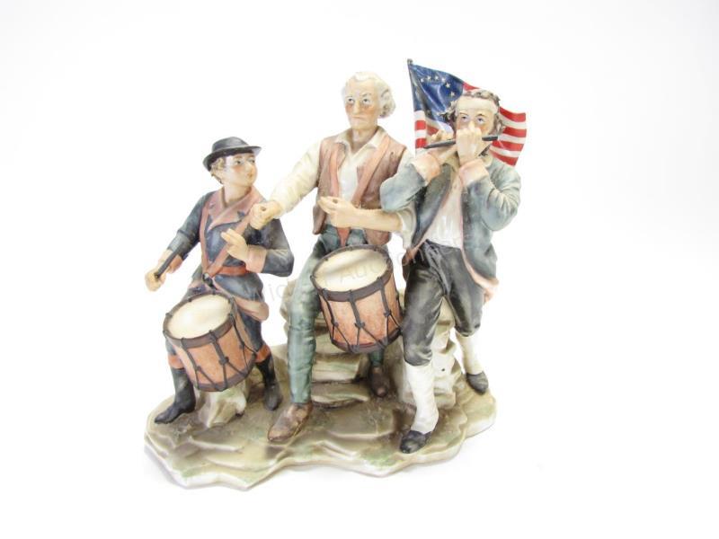 Appraisal: Porcelain Figural Grouping depicting Continental Soldiers playing the drums and