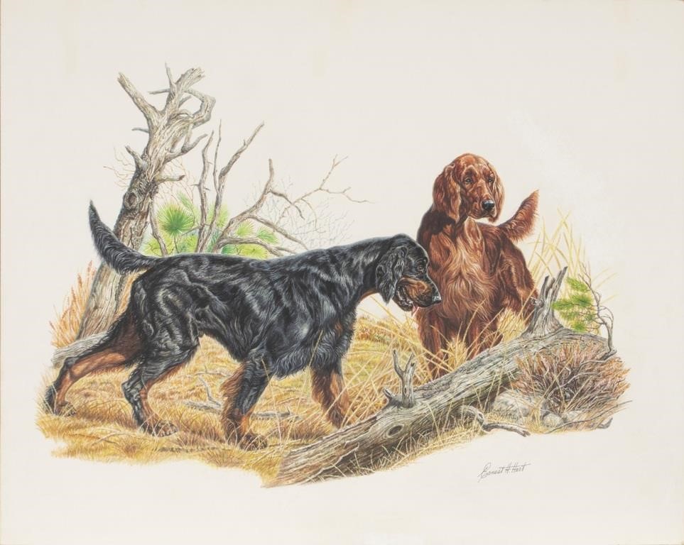 Appraisal: Setters on Point signed Ernest H Hart lower right watercolor