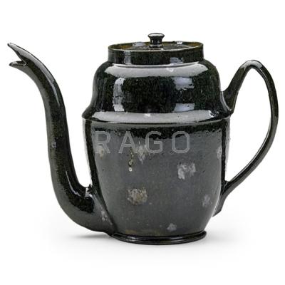 Appraisal: GEORGE OHR Fine and large teapot with ear-shaped handle and