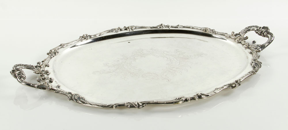 Appraisal: A - th C Austro-Hungarian Silver Tray th century Austro-Hungarian