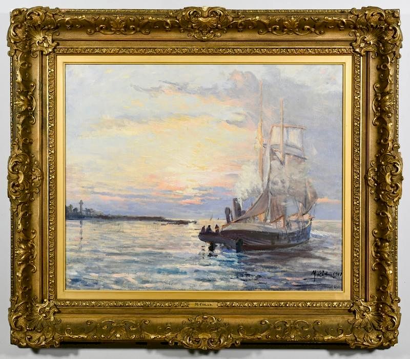 Appraisal: French Oil on Canvas Seascape M Colat Prosper Mary Colat