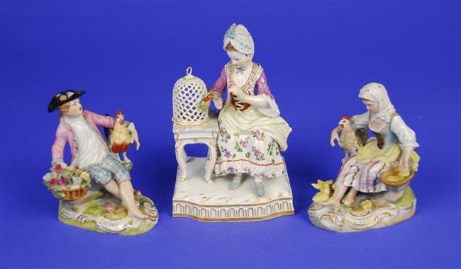 Appraisal: MEISSEN PORCELAIN FIGURAL GROUP th century depicting a lady and