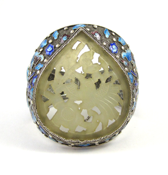 Appraisal: HARDSTONE AND ENAMEL BRACELET The silver filigree bracelet with multi-shades