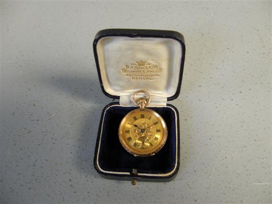 Appraisal: Victorian Lady's pocket watch with an engraved dial black roman