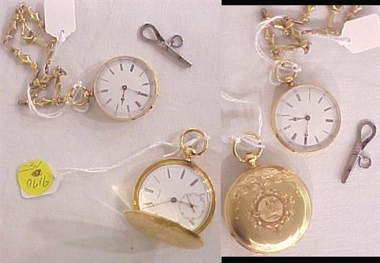 Appraisal: Two watches one K gold hunting case key wind key