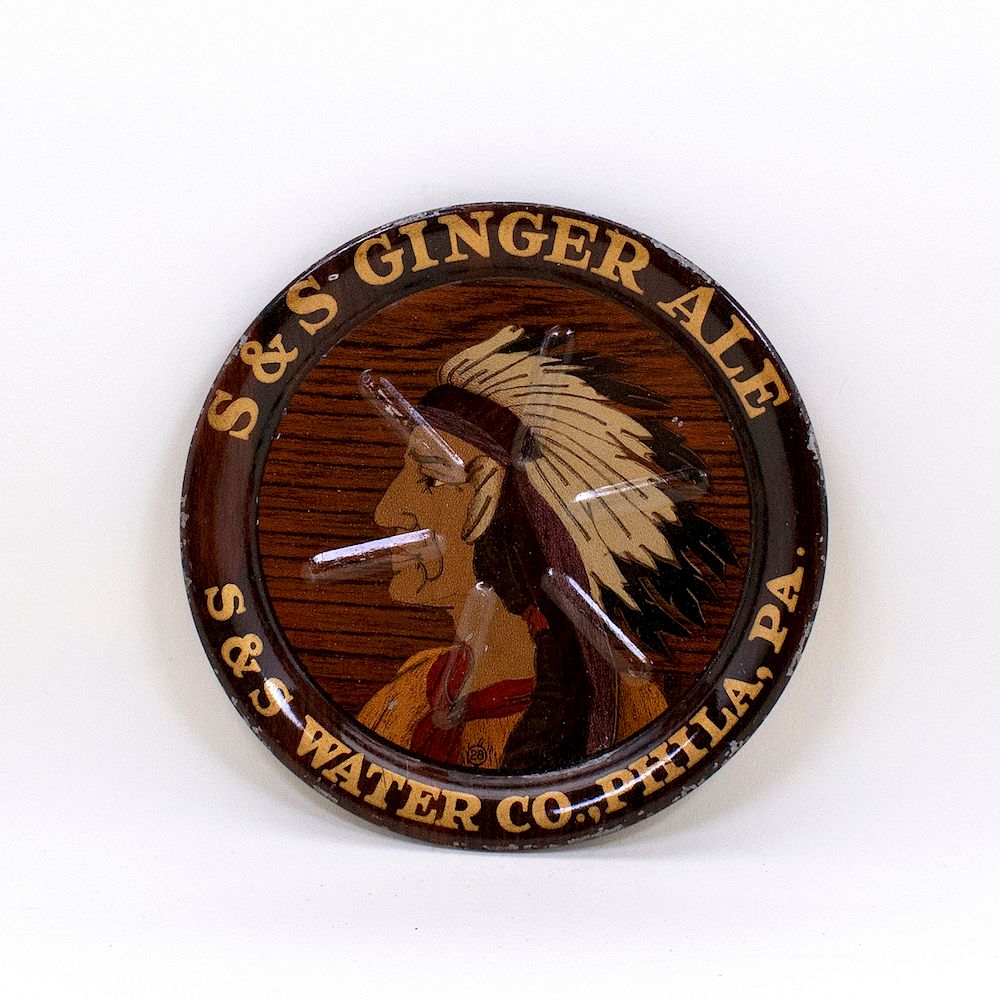 Appraisal: S S Ginger Ale Native American Indian Tip Tray Reference