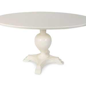 Appraisal: A Contemporary White Lacquer Oval Breakfast Table TH ST CENTURY