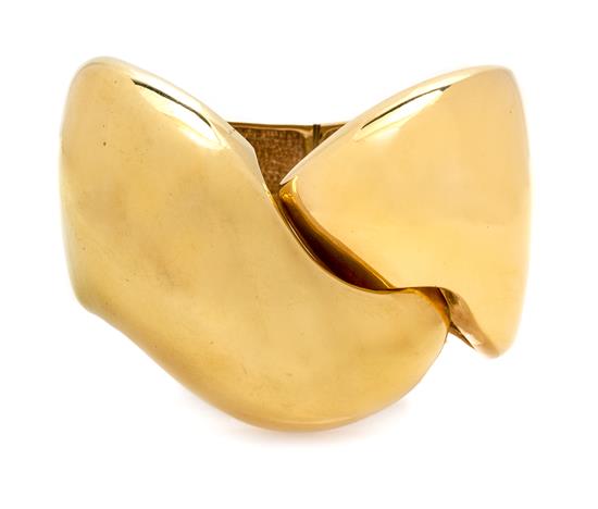 Appraisal: Sale Lot A Yellow Gold Bypass Cuff Bracelet in a