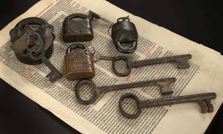 Appraisal: Collection of Seven Brass and Iron Locking Mechanisms th and