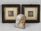 Appraisal: A pair of miniature silver scenes cm square frames cm