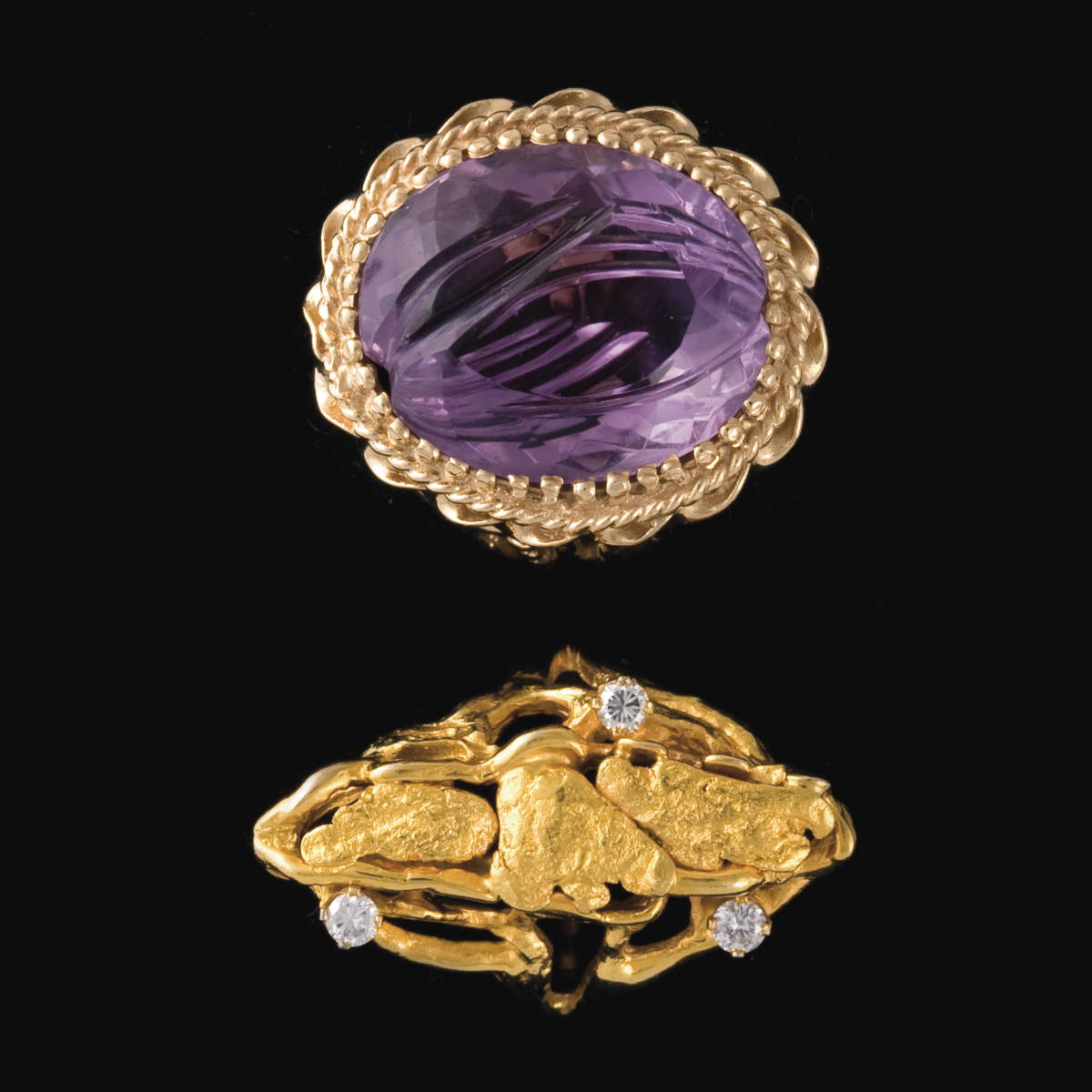 Appraisal: TWO KT GOLD RINGS One with an oval purple stone