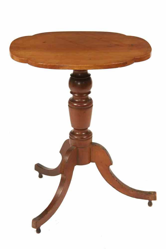 Appraisal: FEDERAL CANDLE STAND - Four Lobed Oblong Maple Top Table