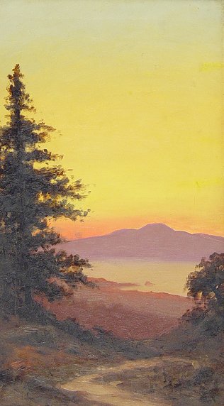 Appraisal: AMERICAN SCHOOL TONALIST SUNSET LANDSCAPE OIL C '' x ''