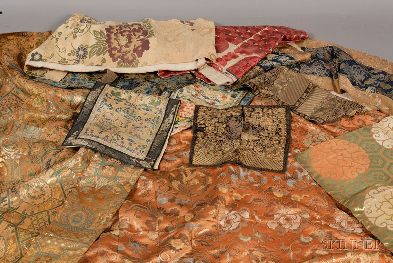 Appraisal: Lot of Thirteen Textiles including two priest's robes kesa of