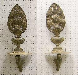 Appraisal: Pair of urn and stamped brass decorations on wooden bases