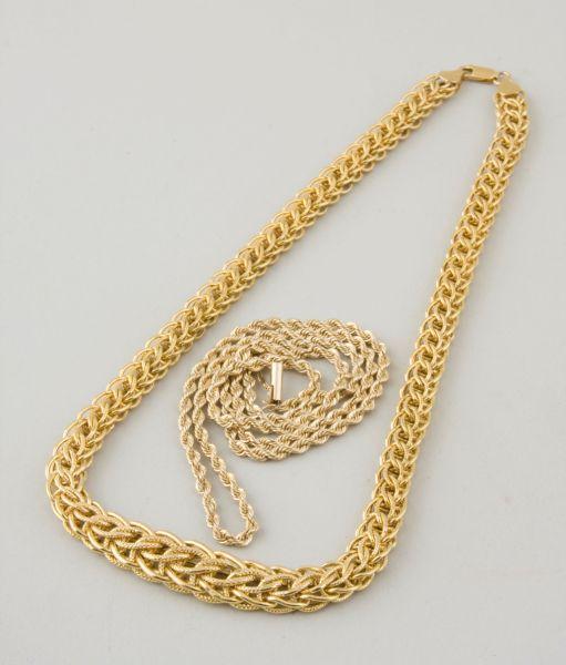 Appraisal: Two KT Yellow Gold Necklaces the first an intricate lacework