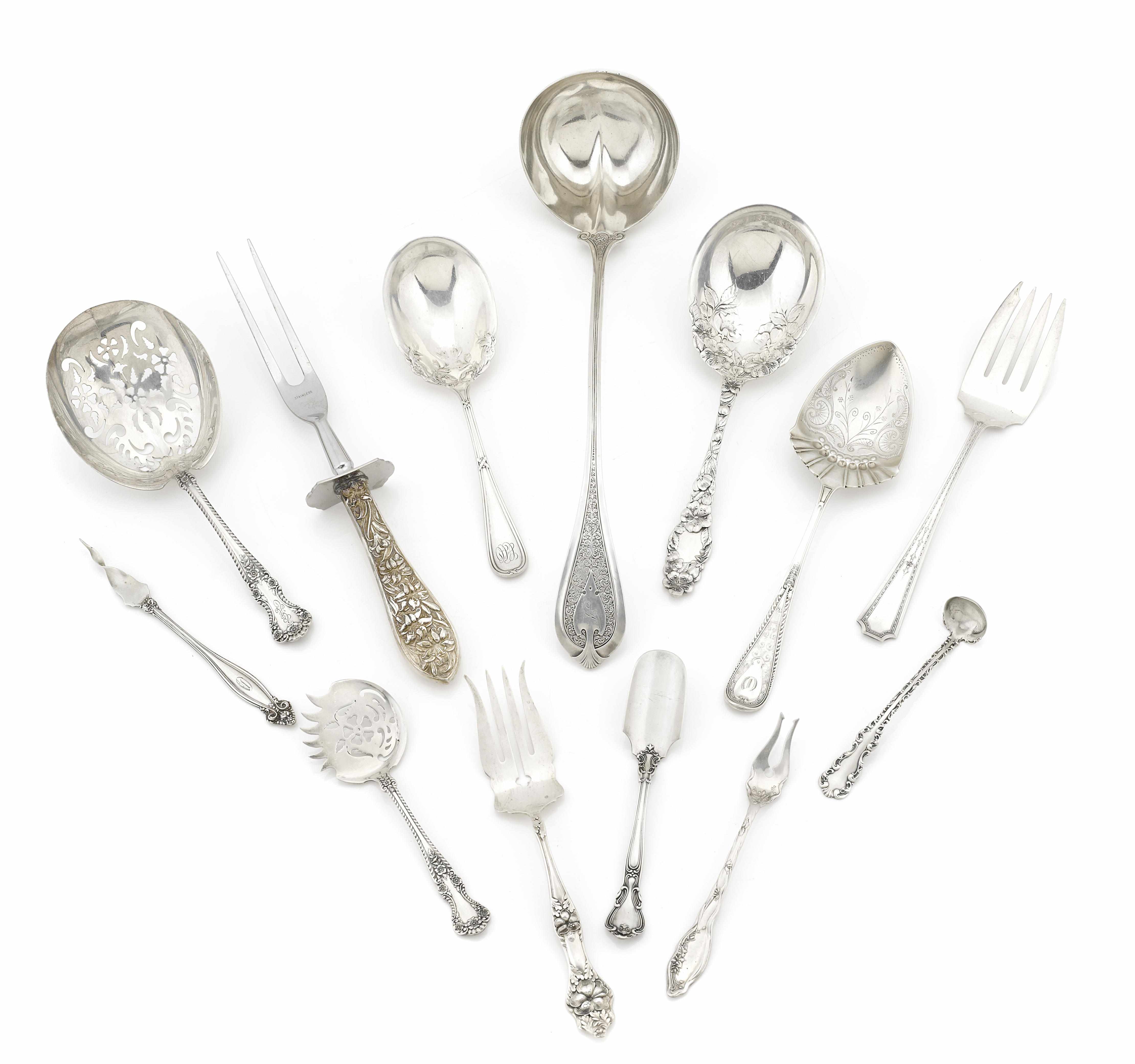 Appraisal: A group of American sterling silver serving flatware Late th