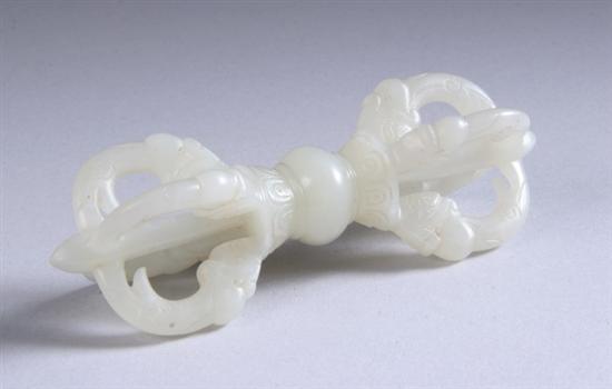 Appraisal: CHINESE WHITE JADE VAJRA - in long