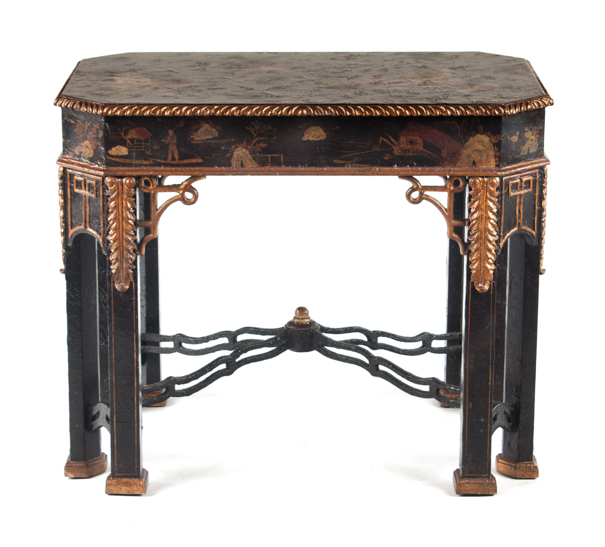 Appraisal: Chinese Chippendale style chinoiserie table japanned manner table with gilt